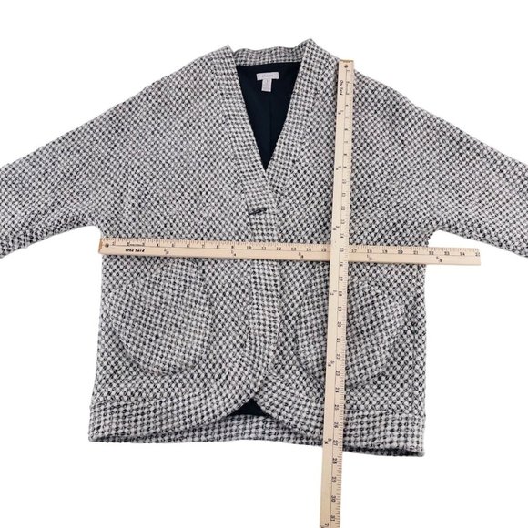 Chicos Womens Black & White Textured Cardigan Jacket With Pockets Size 1 Medium - Picture 3 of 4